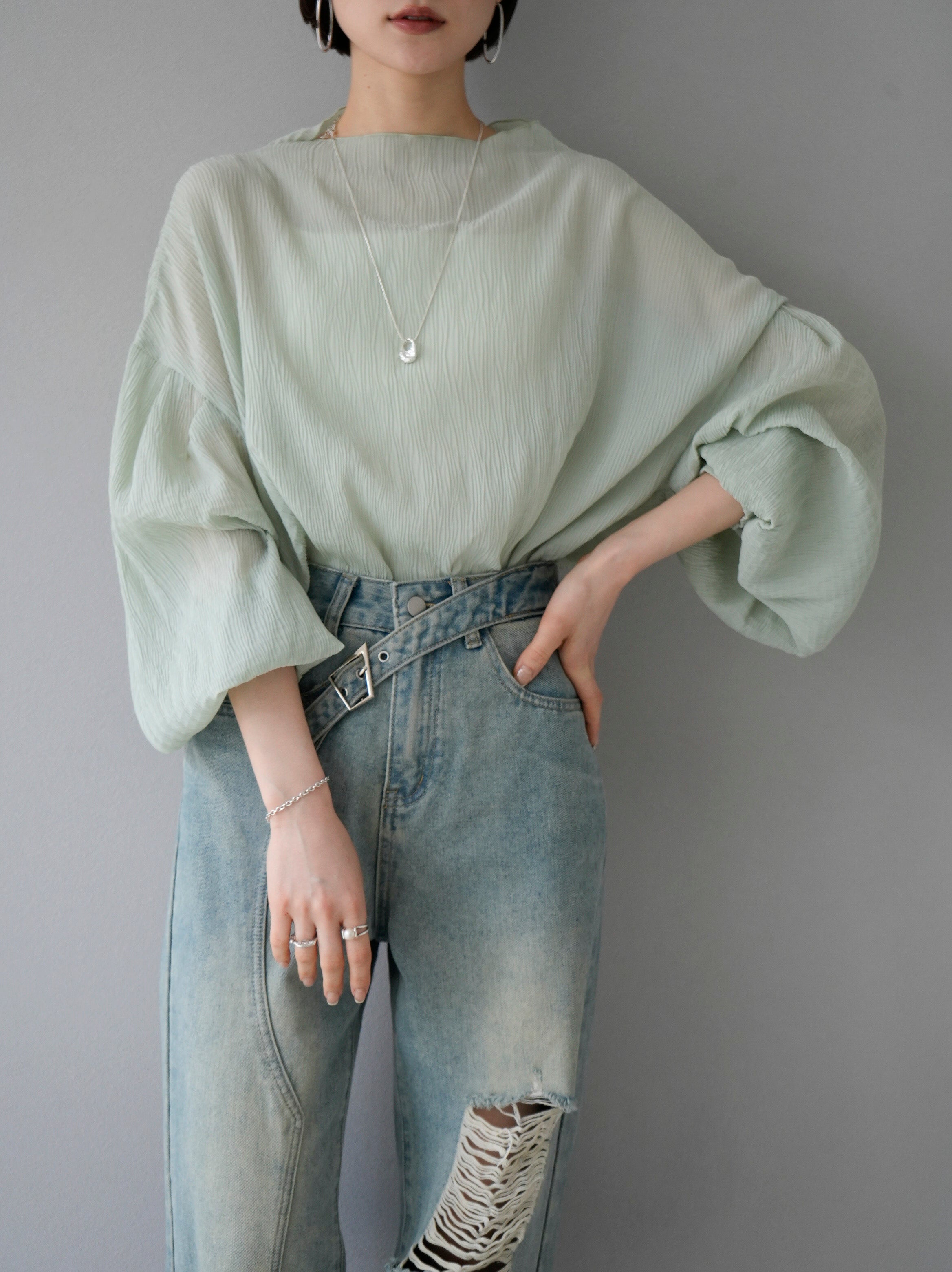 予約]楊柳シアープルオーバー/ミント – Lumier