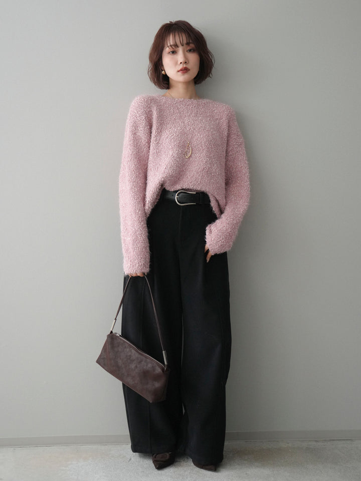 [予約]モールラメミックスヤーンニットプルオーバー/pink