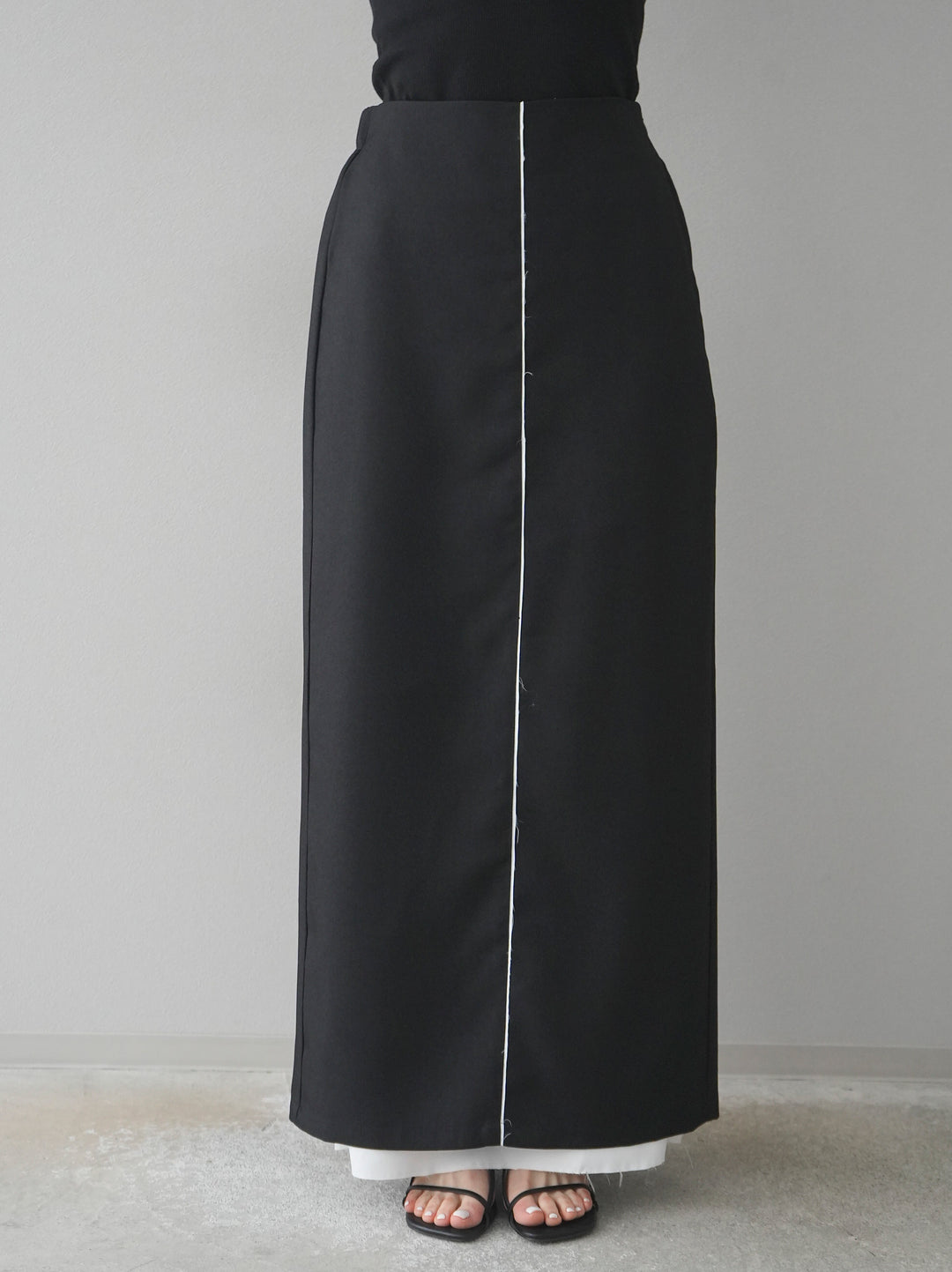 【預購】鏤空疊層半身裙/黑色