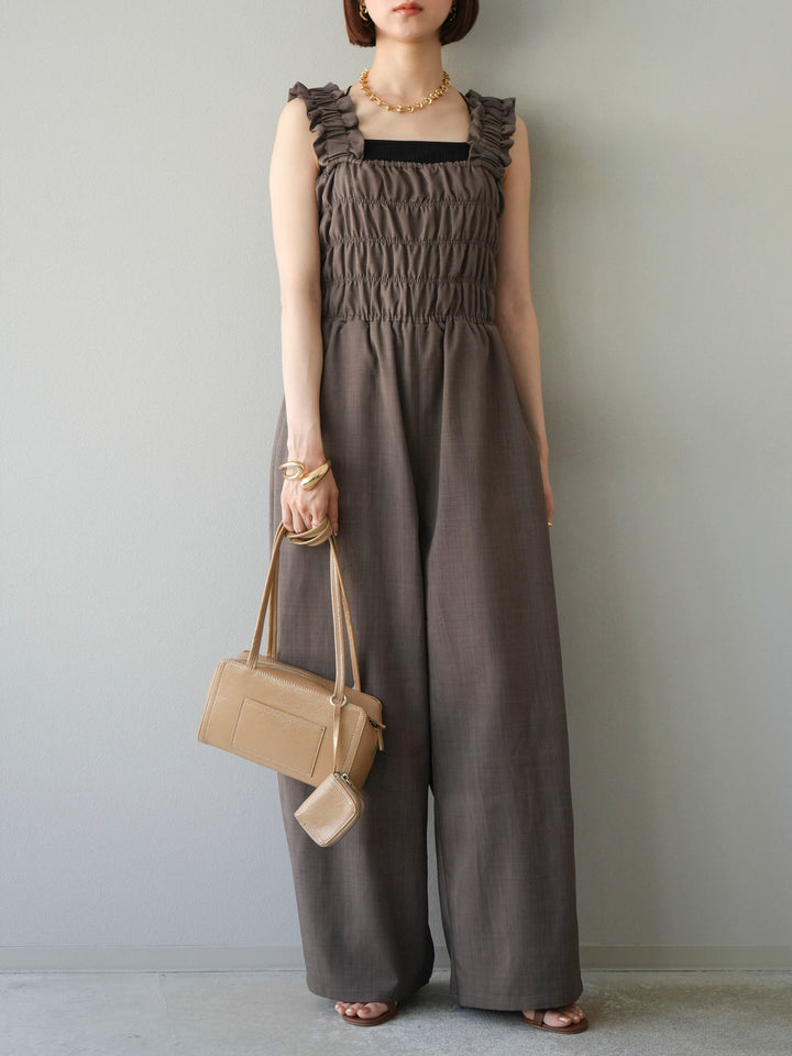 [予約]ヘザーエステルシャーリングサロペット/ブラウン