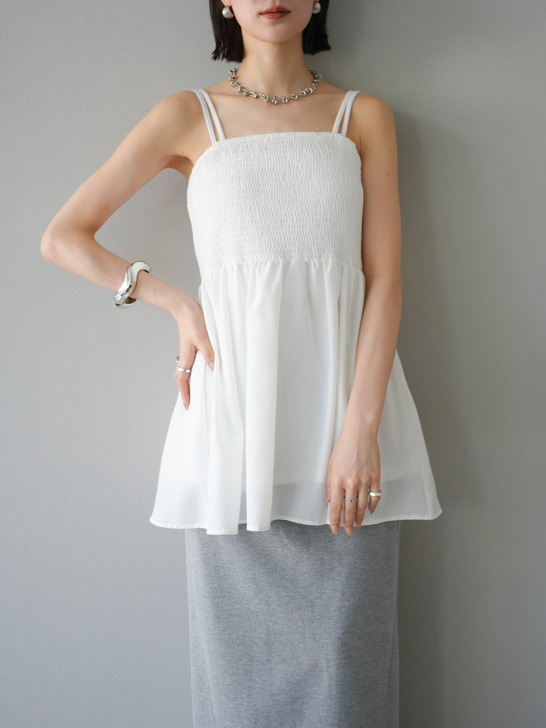 [予約]シャーリングフレアキャミプルオーバー/オフ