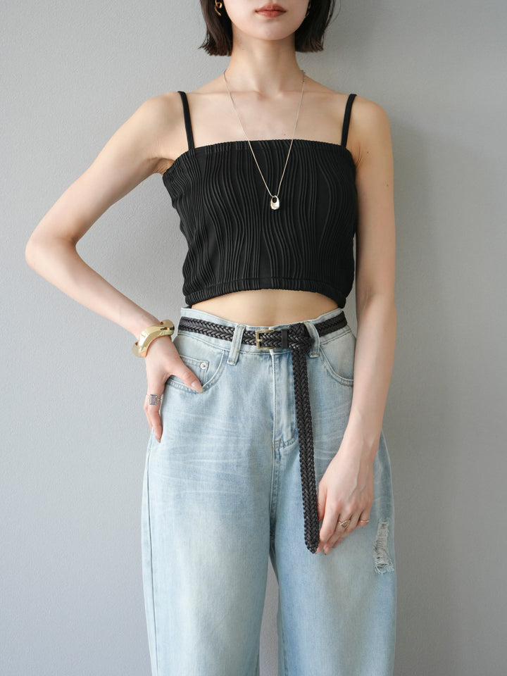 【預購】波浪滾邊杯裸色吊帶背心/黑色