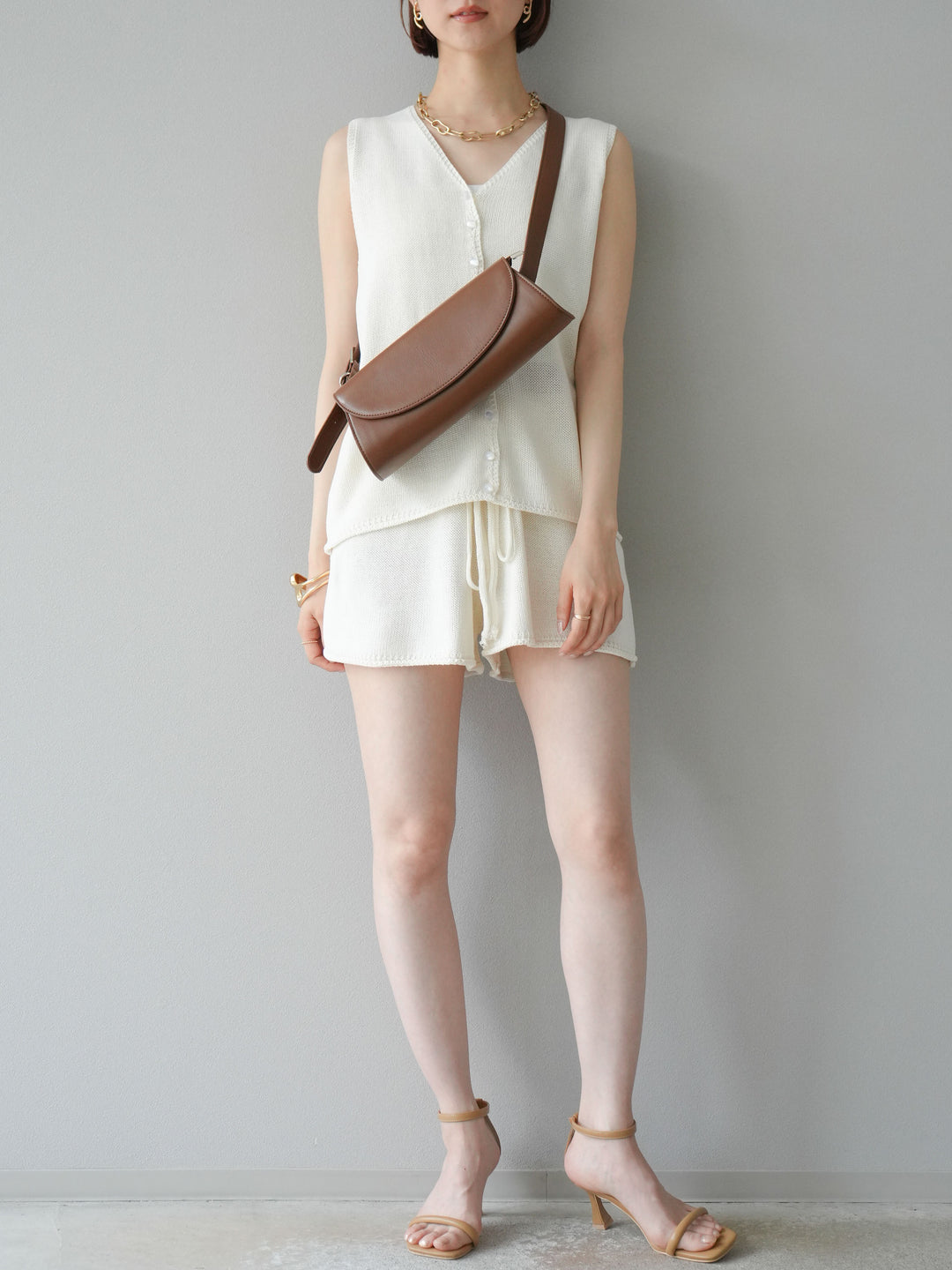 [SET]ニットベスト＆ショートパンツSET UP(2set)