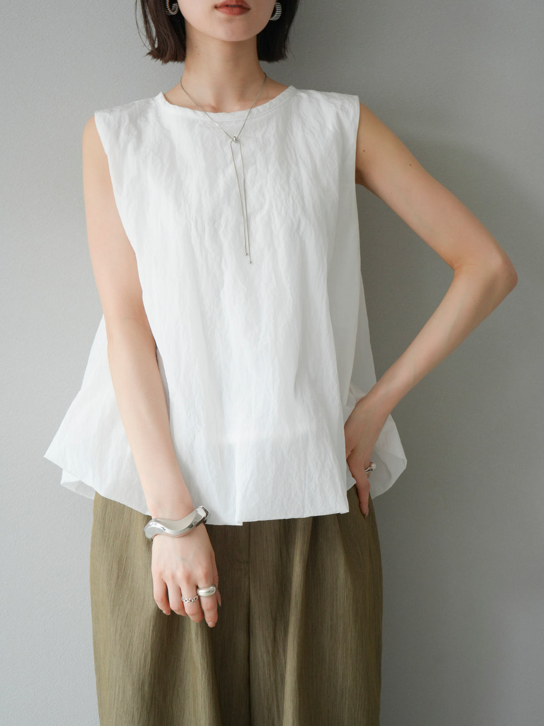 [予約]ワッシャータフタバルーンブラウス/オフ