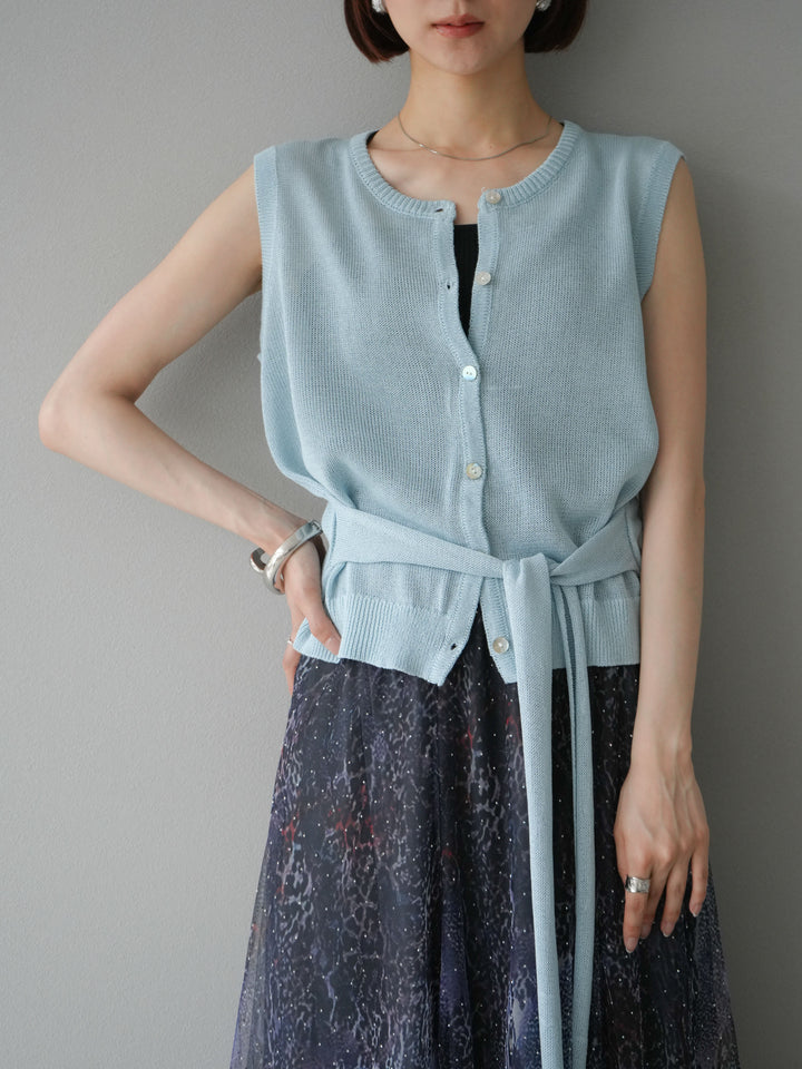 [予約]ウエストベルトニットベスト/ブルー