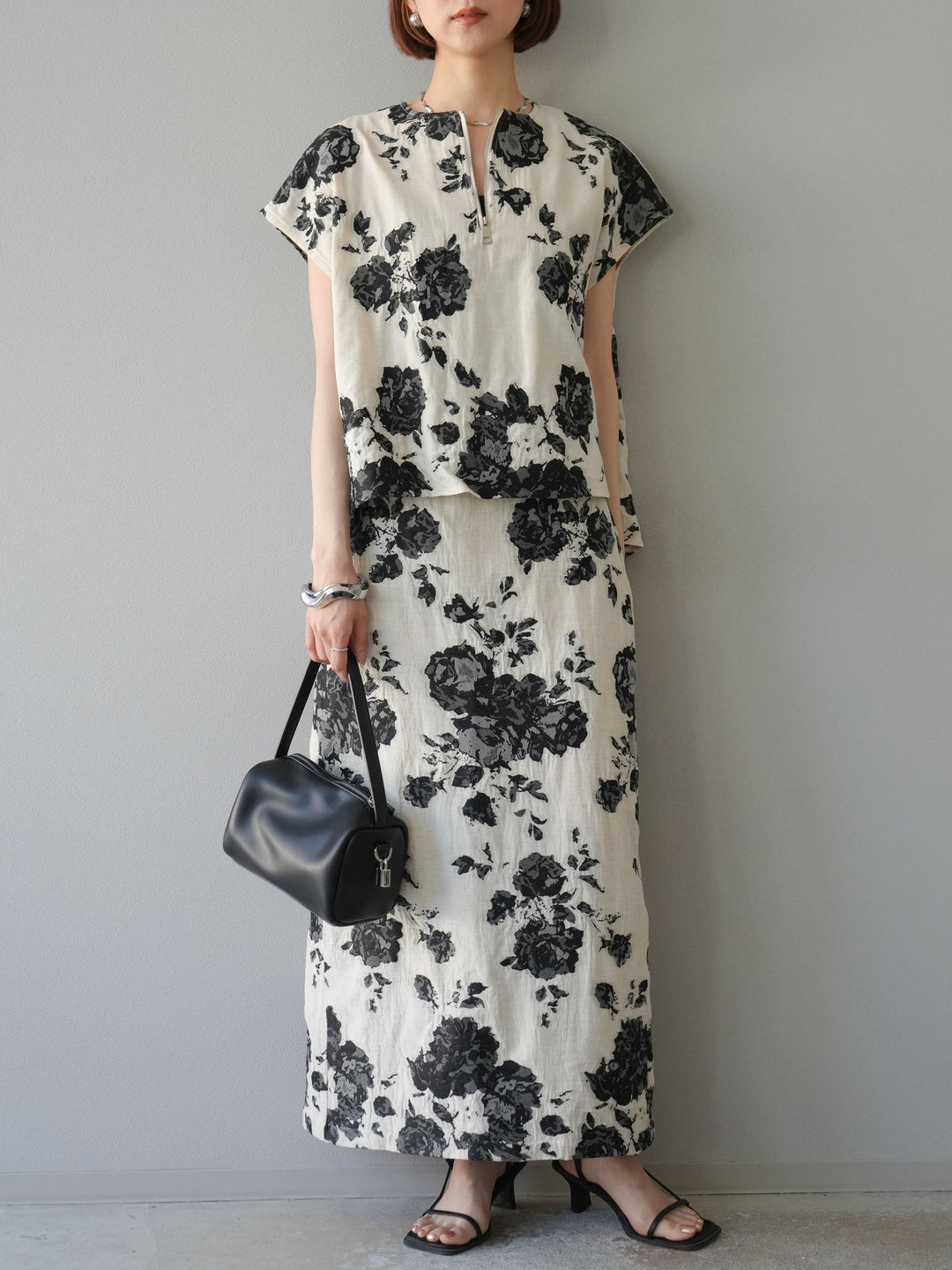 [予約]ジャガードIラインスカート/ブラック