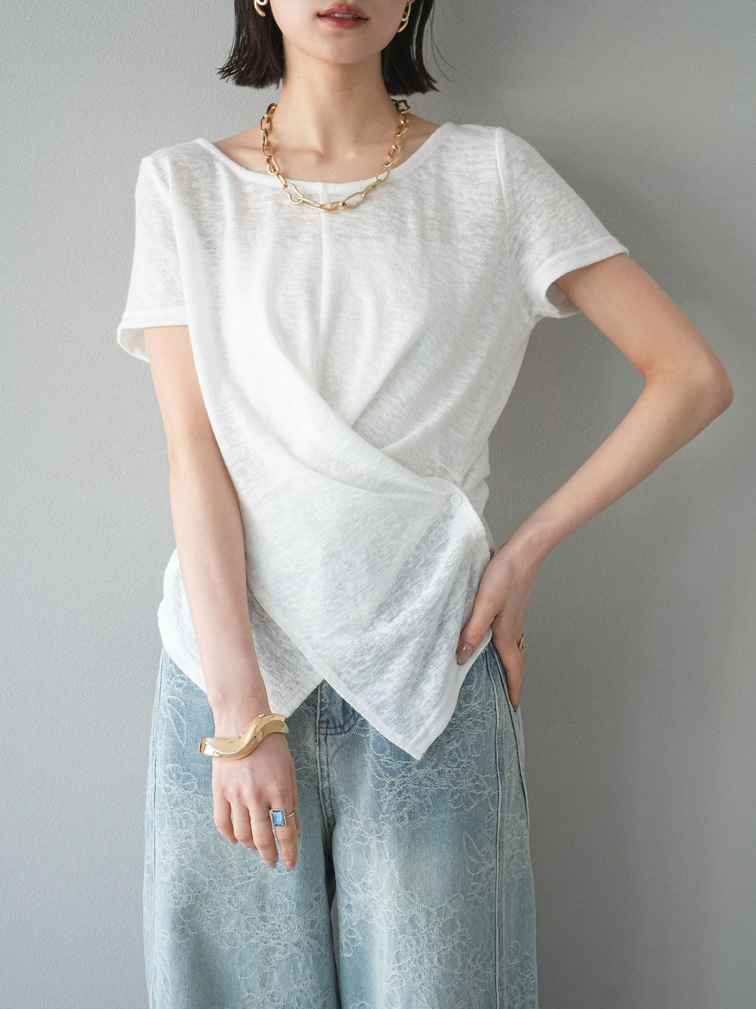 [予約]カシュクールシアーニットプルオーバー/ホワイト