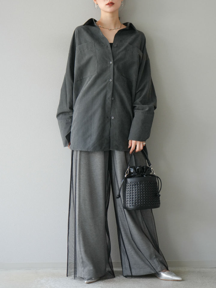 [予約]チュールワイドパンツ/ブラック