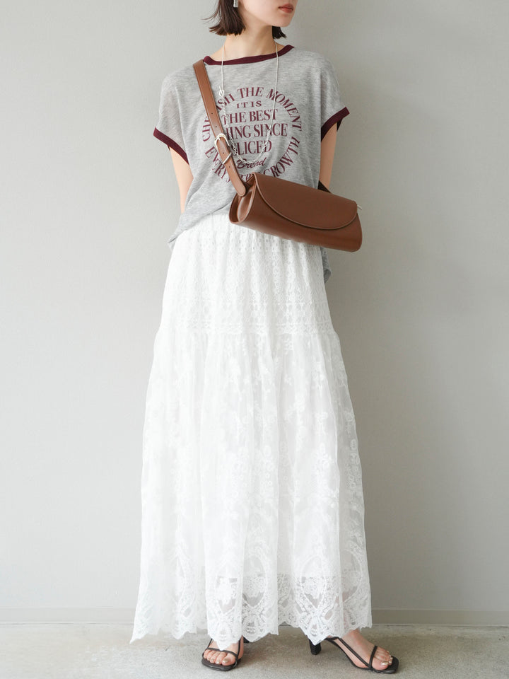 [予約]レースフレアスカート/ホワイト