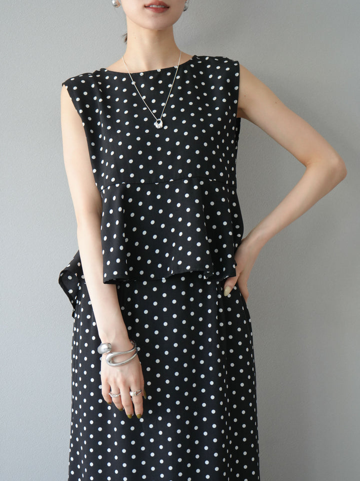 [予約]ドットぺプラムトップス/ブラック