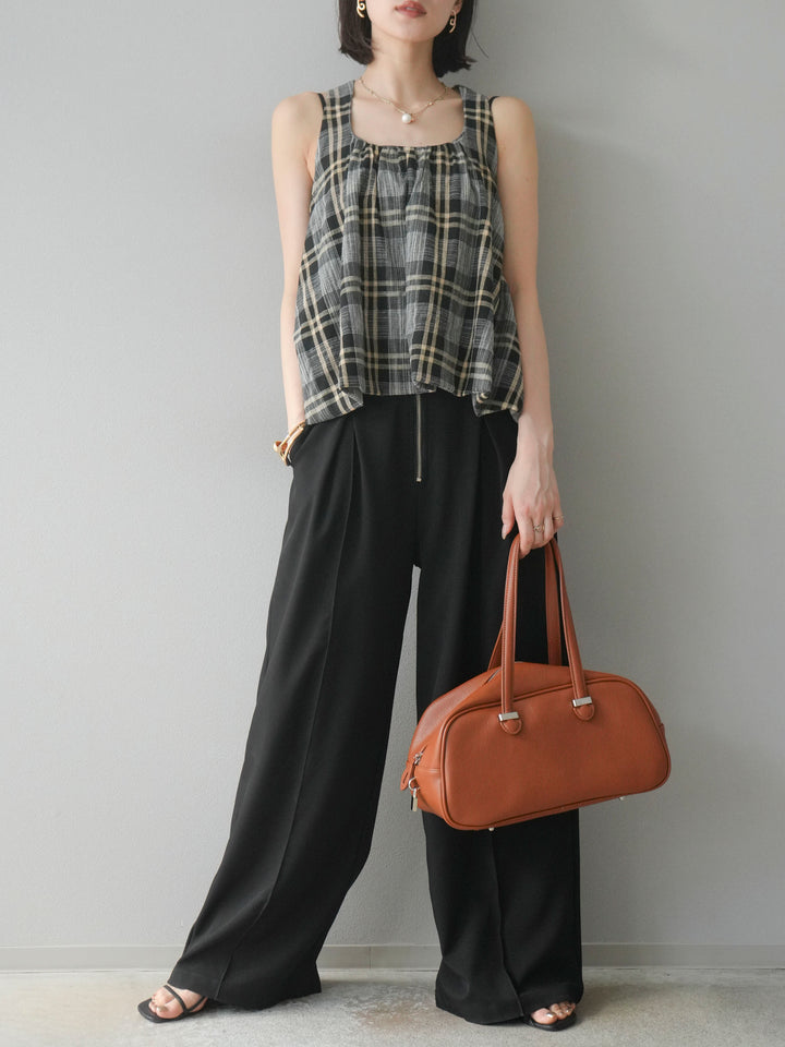 [予約]チェッククロスキャミプルオーバー/ブラック