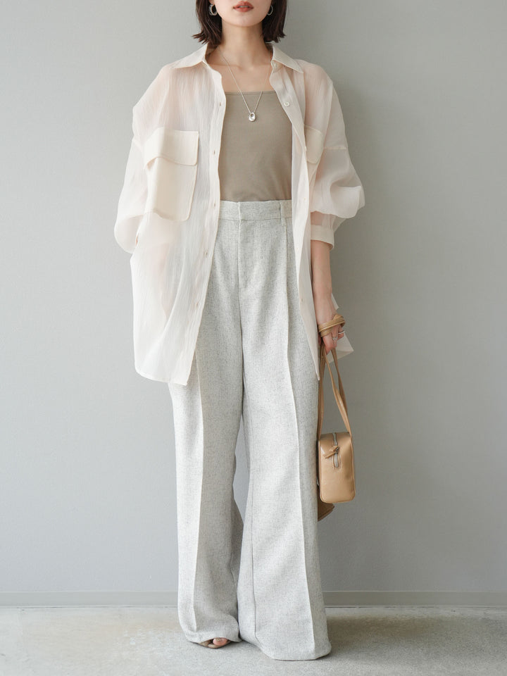 [予約]ミックスツイードタックパンツ/アイボリー