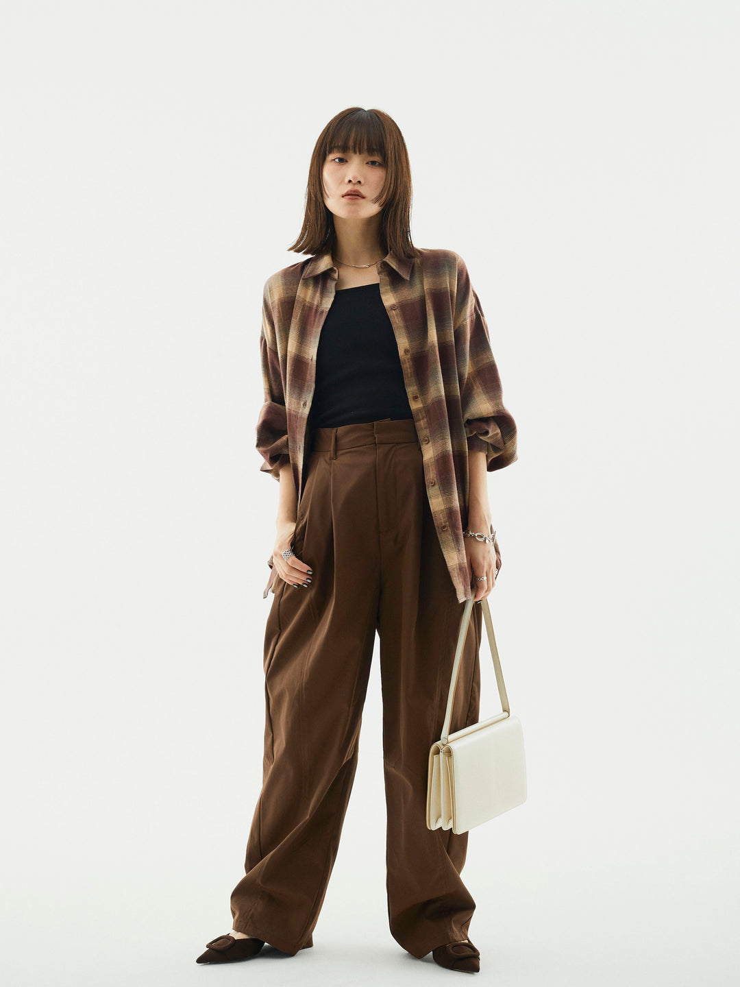 【Allure】[SET]オンブレチェックオーバーシャツ+オンブレチェックオーバーシャツ(2set)