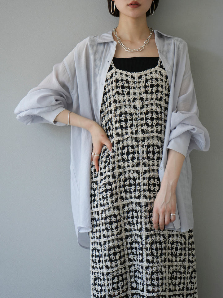 【預訂】捲袖透明套衫/淺灰色