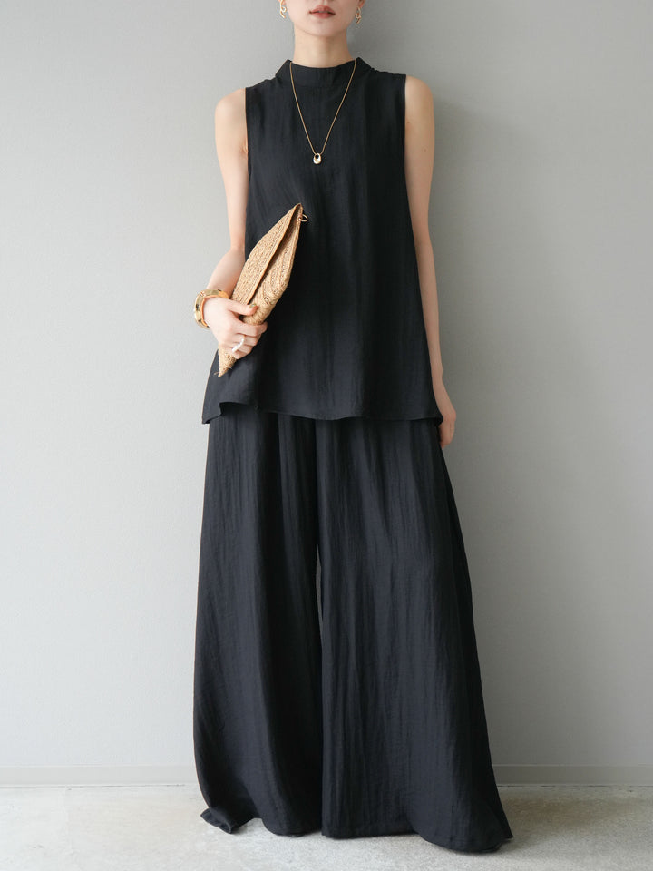 [SET]ホルターネックバックスリットブラウス＆スーパーワイドパンツSET UP(2set)