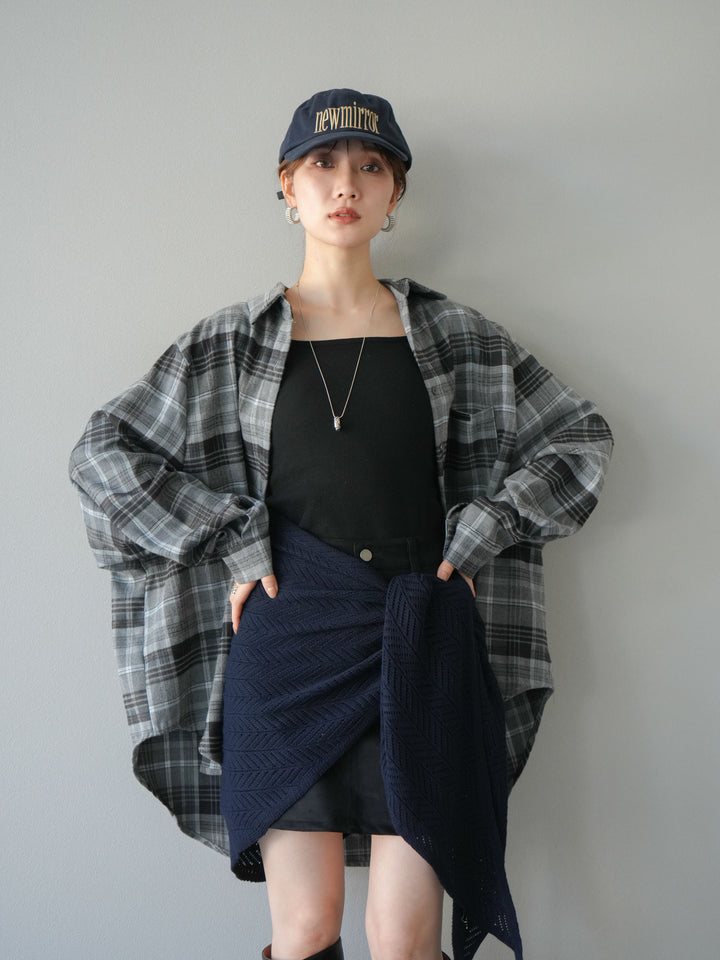 [予約]起毛チェックオーバーシャツ/グレー