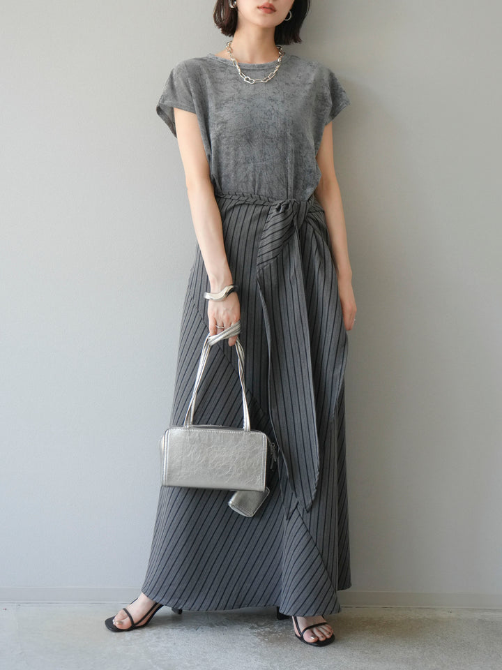 [SET]シアーベロアプルオーバー+サイド巻きツイルスカート(2set)