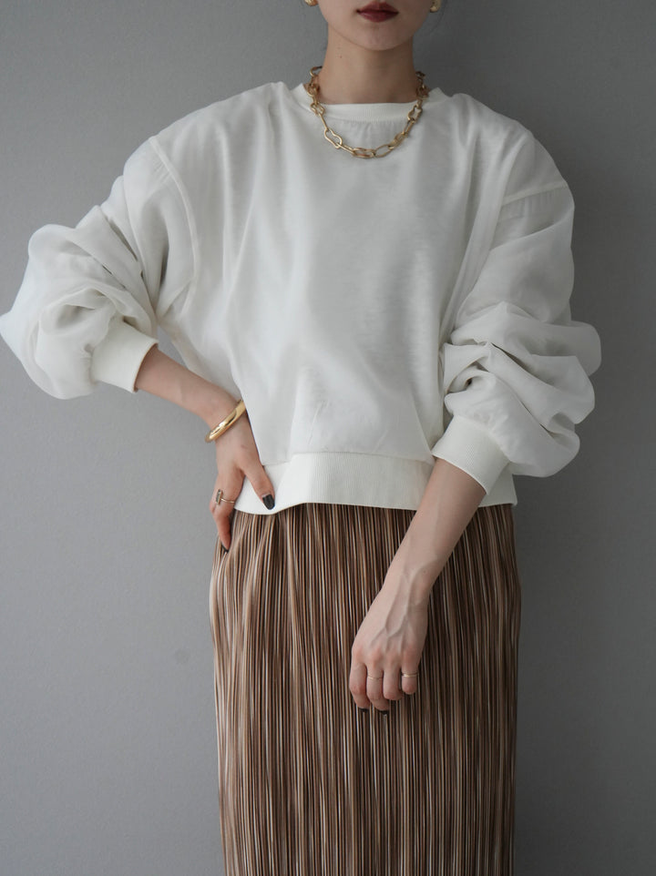 [予約]ラメシアーレイヤード裏毛クロップドプルオーバー/オートミール