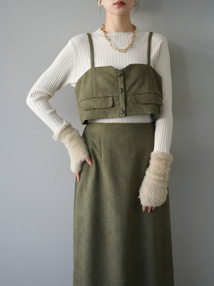 [予約]スウェードビスチェ/カーキ