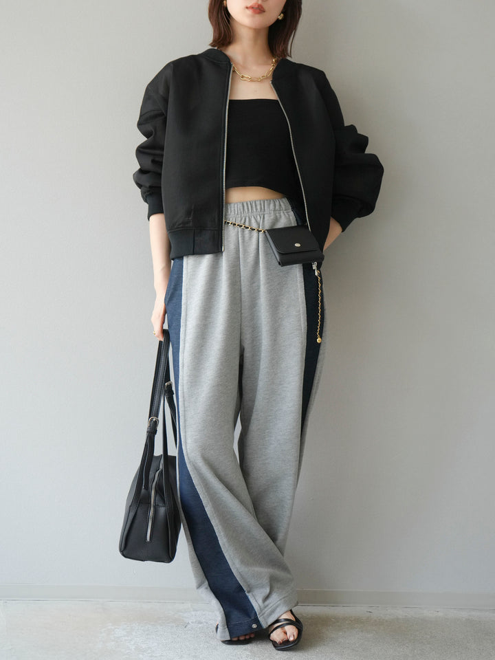[予約]デニム切替2WAYデザインスウェットパンツ/グレー