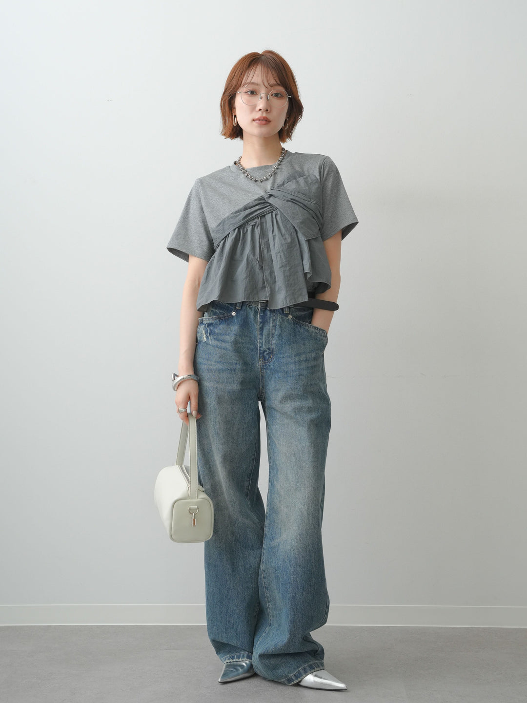 [予約]ナイロンドッキングツイストTEE /gray