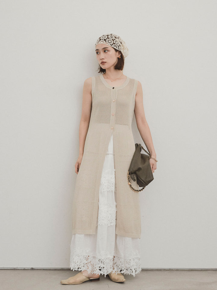 [予約]スカラップレースロングスカート/オフホワイト