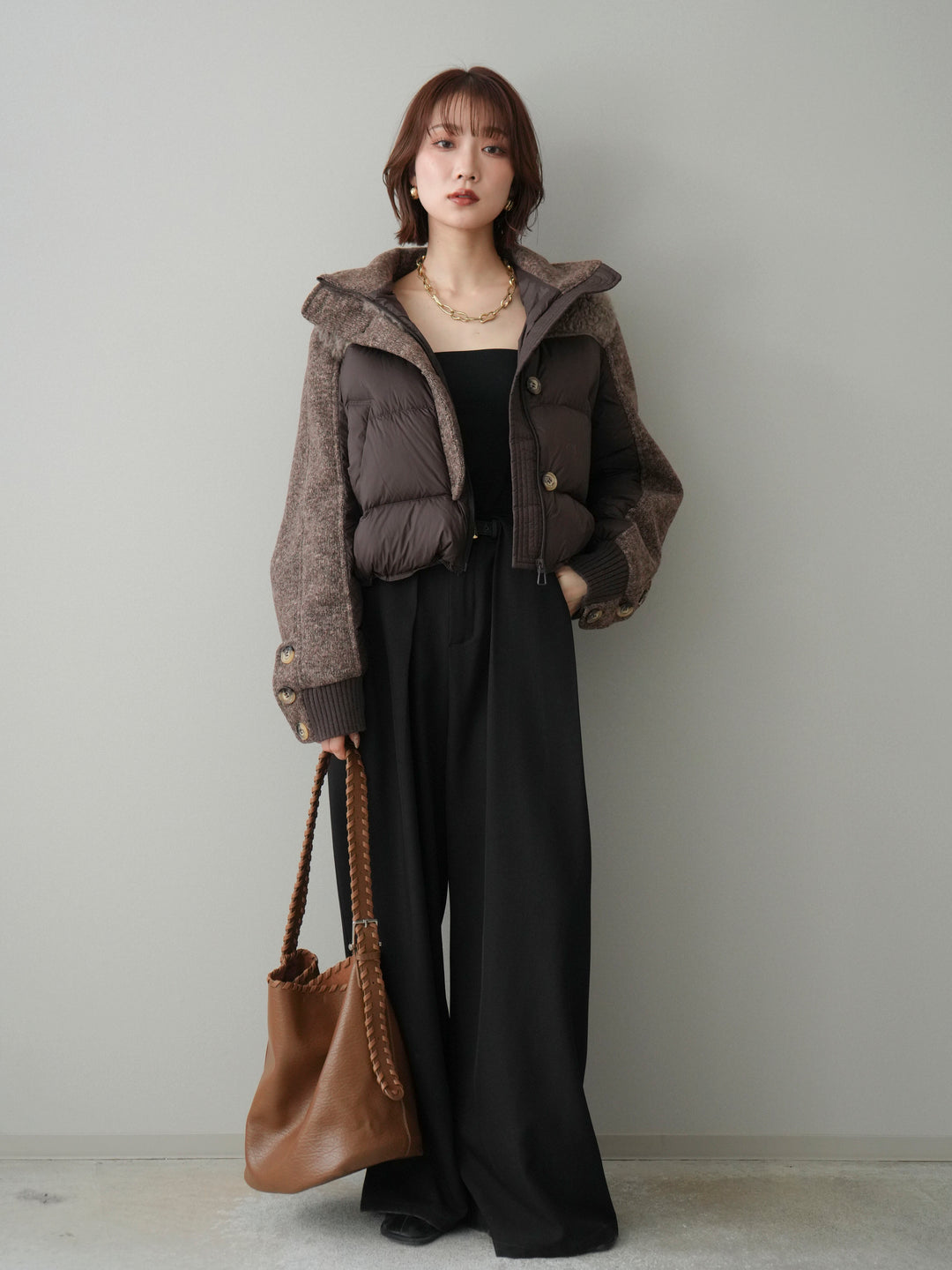 [20%オフ]異素材ダウンジャケット/brown