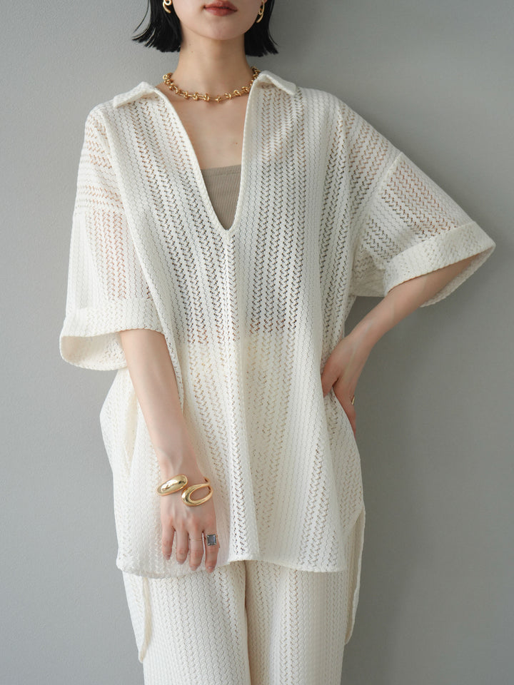 【預購】鏤空蕾絲兩用套頭衫/象牙白
