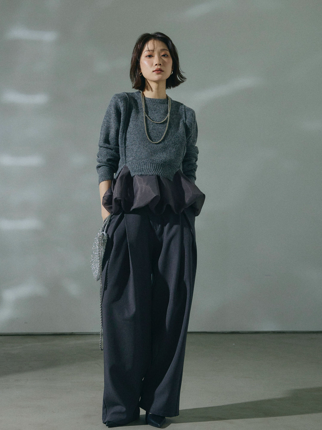 【Allure】[SET]オーガンジーバルーンキャミアンサンブルニット+オーガンジーバルーンキャミアンサンブルニット(2set)