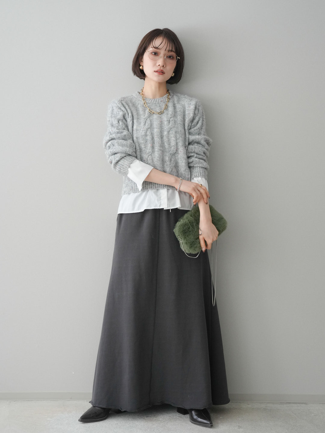 [SET]スウェットフレアロングスカート+スウェットフレアロングスカート(2set)