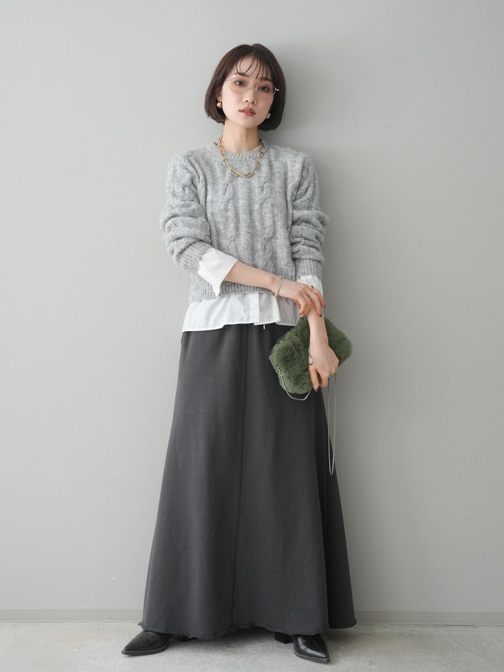 [SET]スウェットフレアロングスカート+スウェットフレアロングスカート(2set)