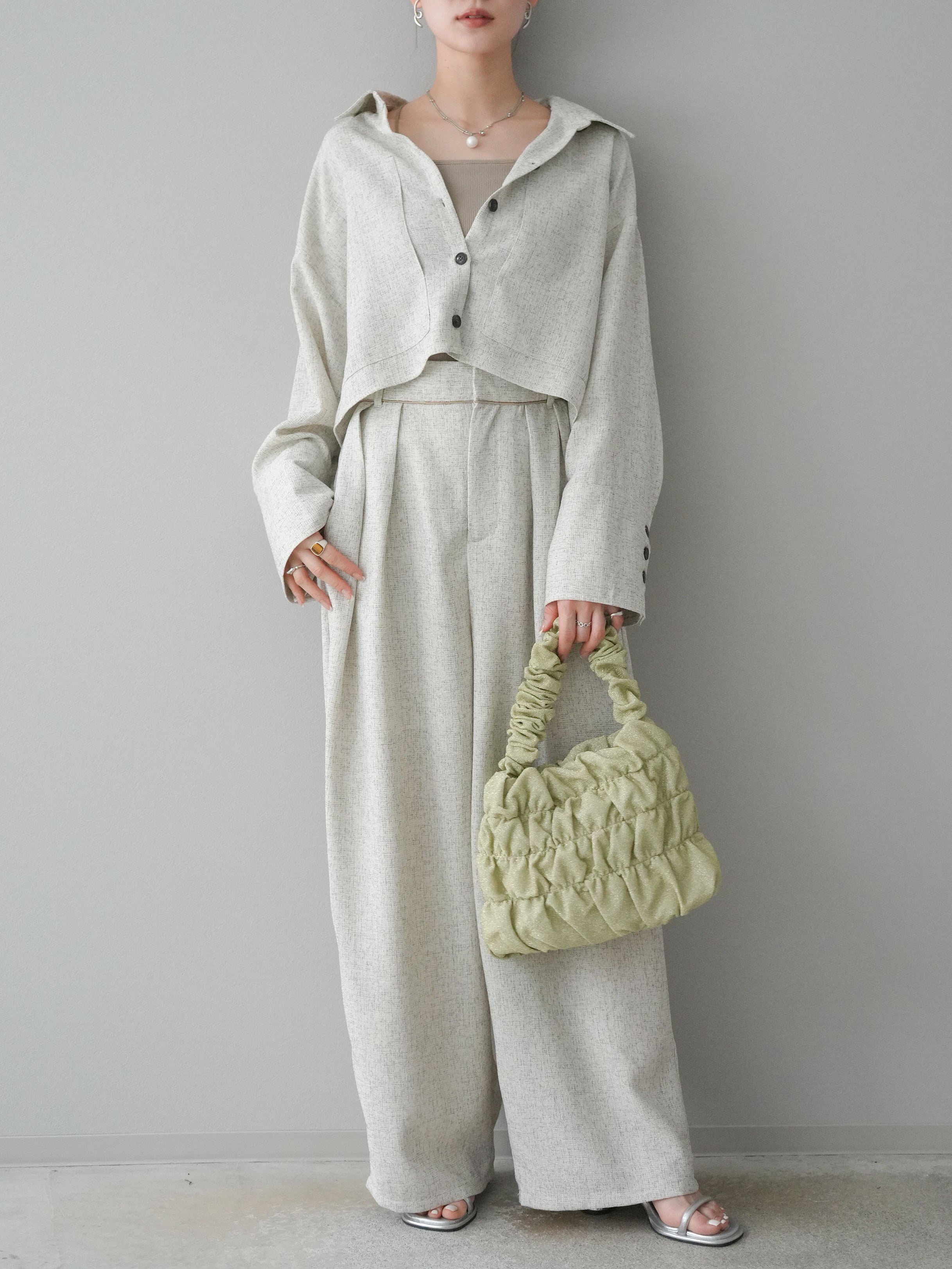 予約]サマーツイードワイドパンツ/アイボリー – Lumier