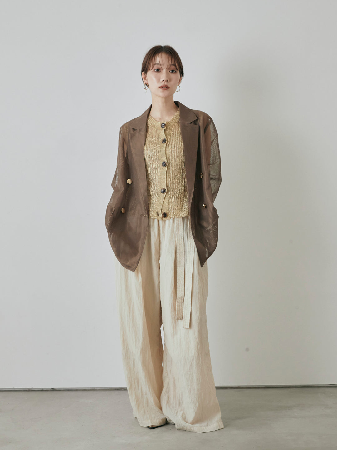 [予約]メッシュテーラードジャケット/モカ