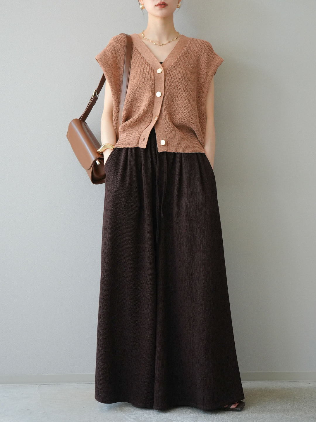 [予約]楊柳バギーパンツ/ブラウン