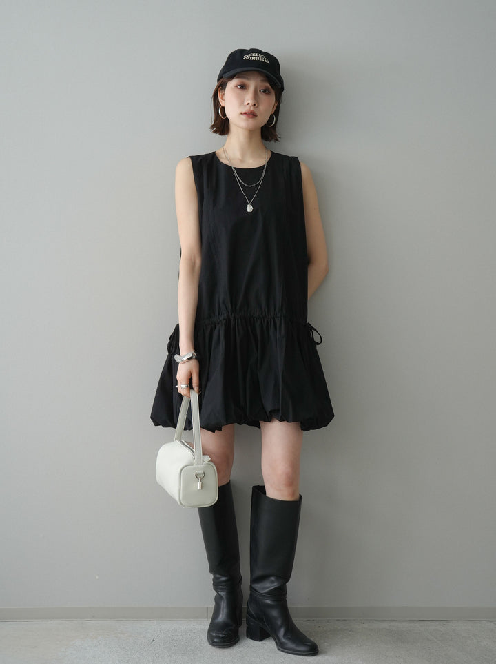 [予約]ノースリバルーンミニワンピース/black