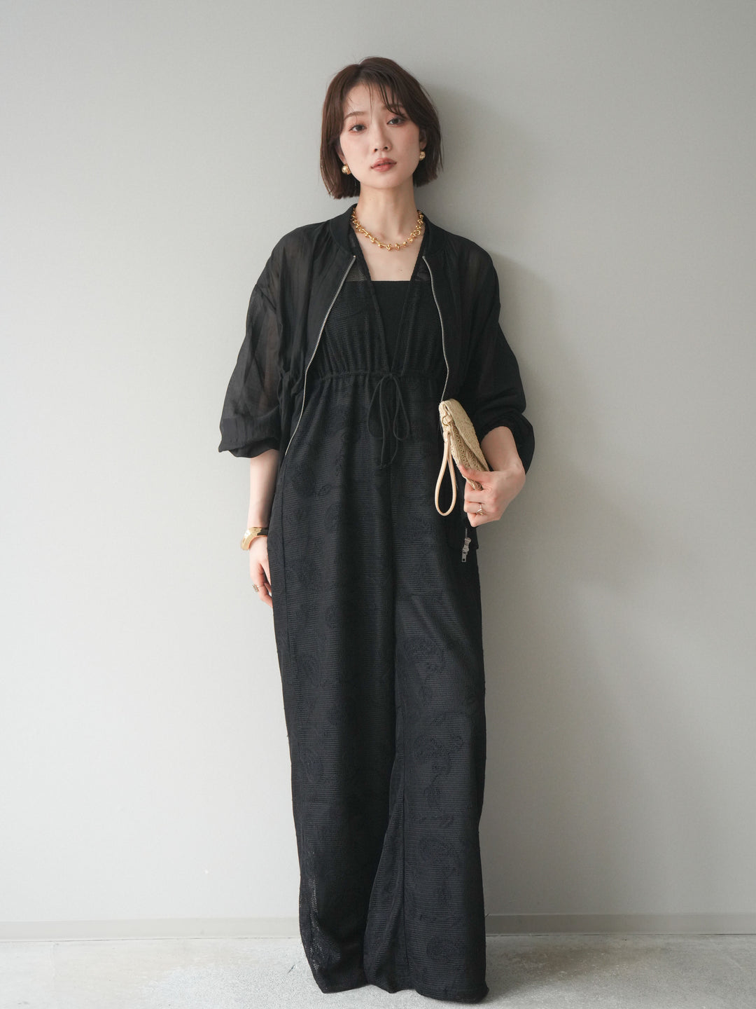 [SET]レース刺繍サロペット+選べるアクセセット(2set)