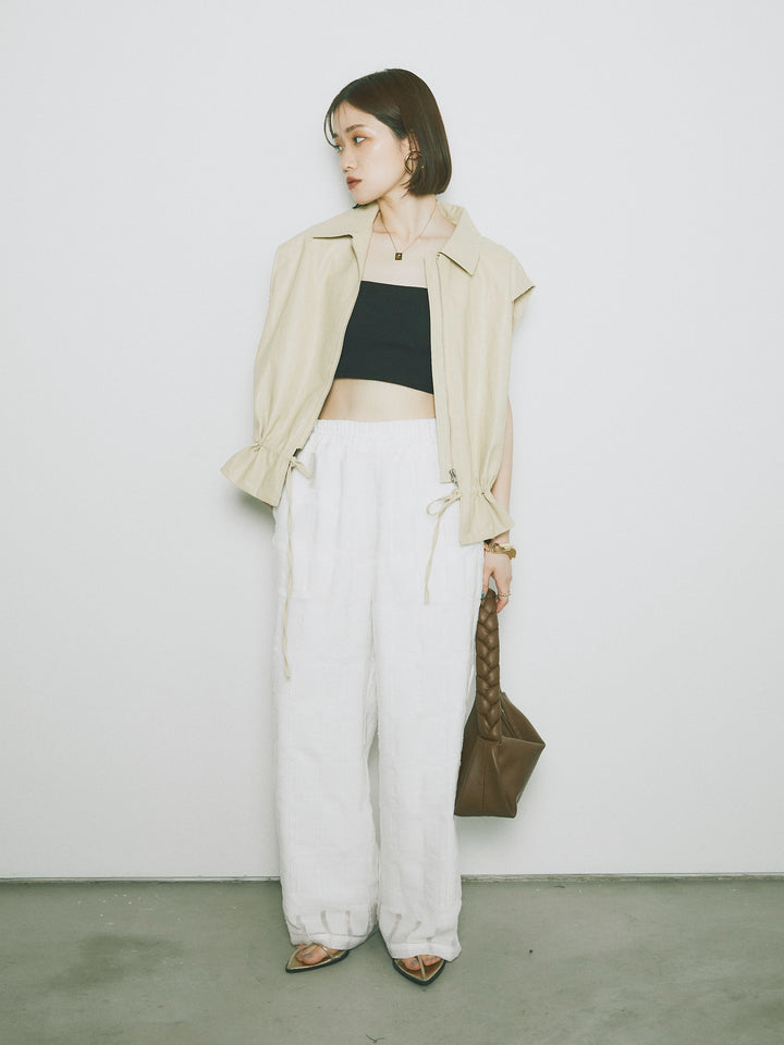 [予約]シアーブロックチェックパンツ/ホワイト