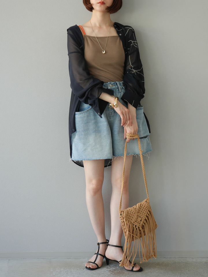 【預購】寬鬆半身牛仔褲/淺藍