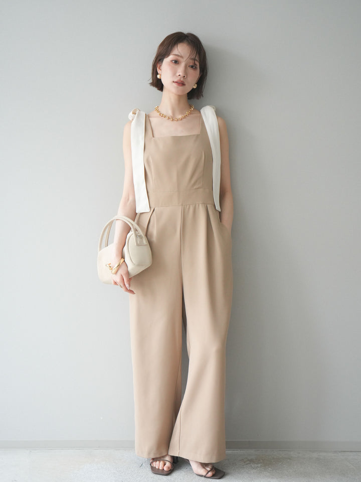 [SET]ショルダーリボンサロペット+選べるアクセセット(2set)