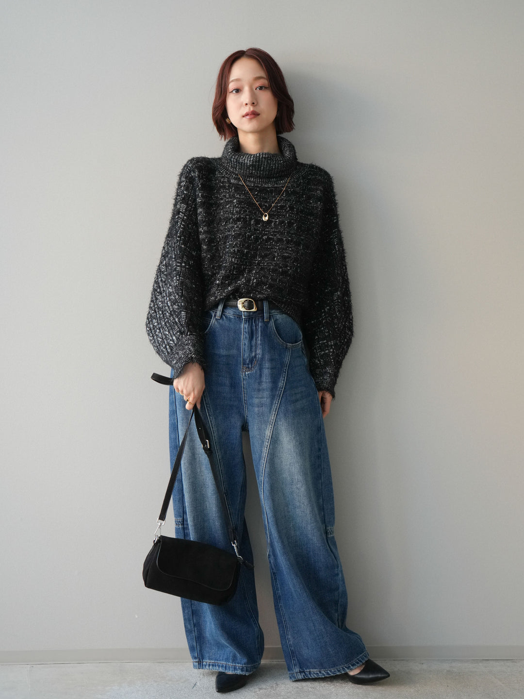 [予約]裏起毛加工デニムカーブパンツ/blue