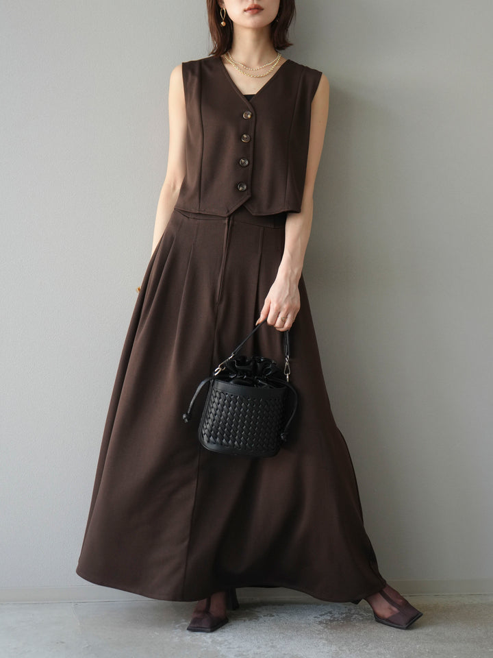 [予約]ポンチノーカラーベスト/ブラウン