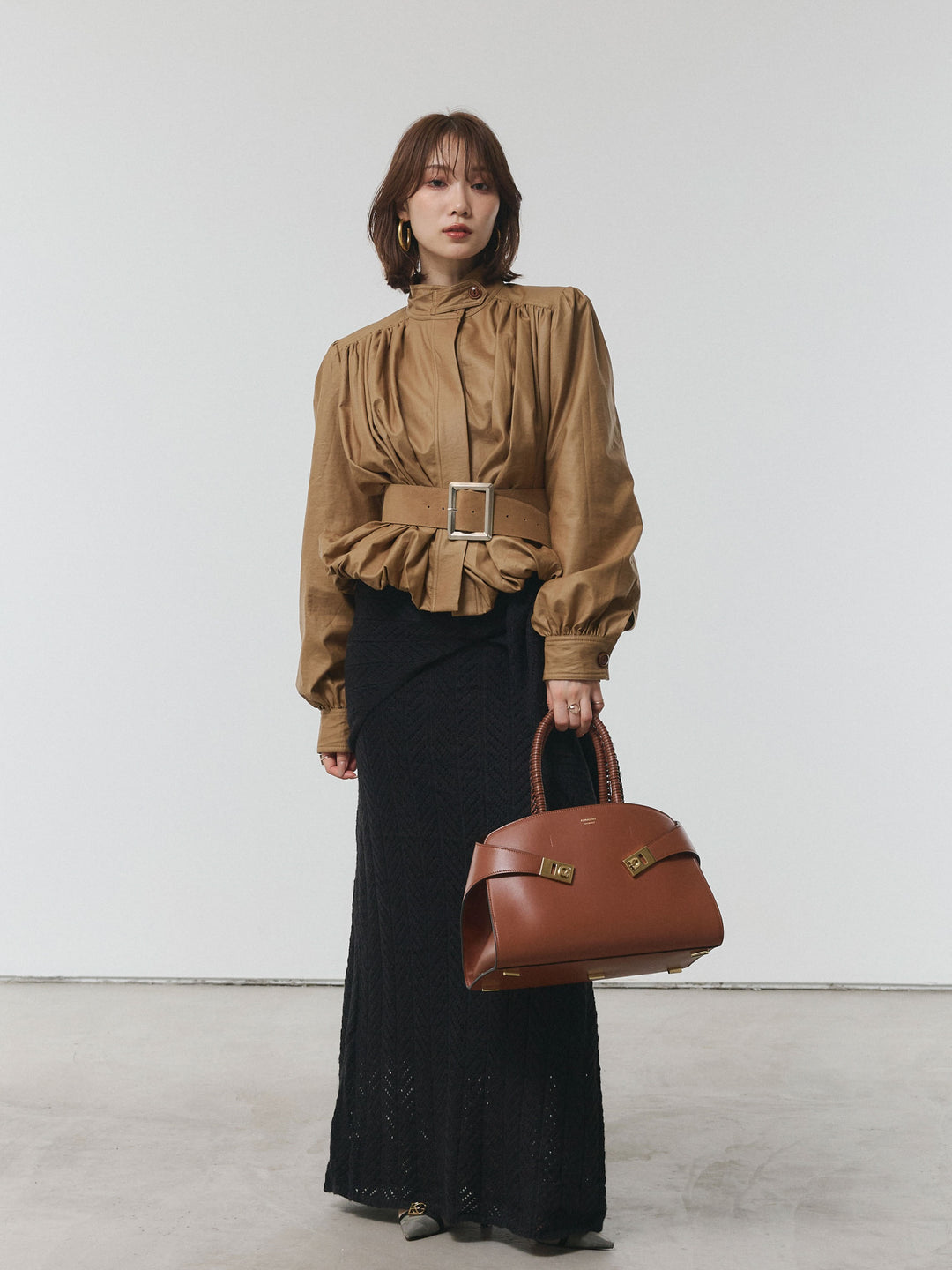 【Allure】[SET]透かし編みニットトップス＆スカート3SET+透かし編みニットトップス＆スカート3SET(2set)