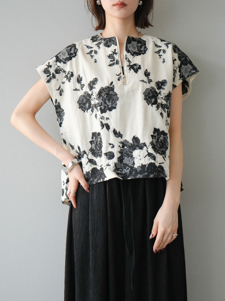 [予約]ジャガードZIPプルオーバー/ブラック