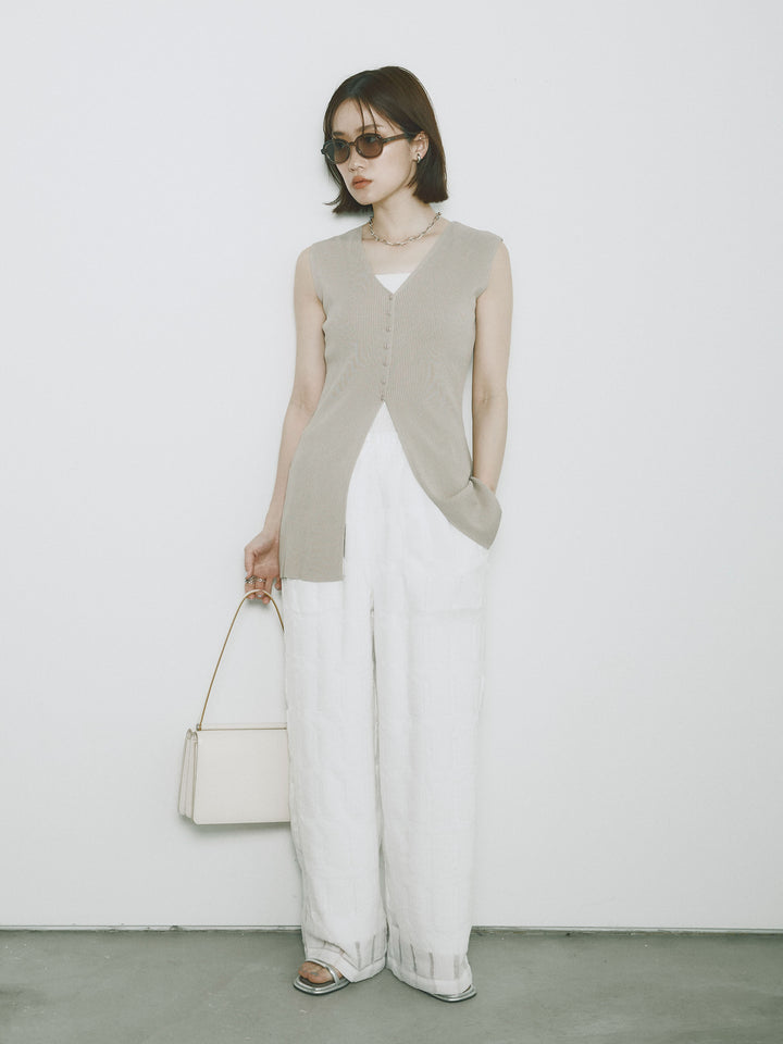 [予約]シアーブロックチェックパンツ/ホワイト