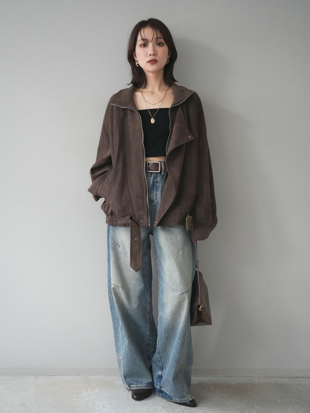 [予約]スエードライダースミドルジャケット/brown