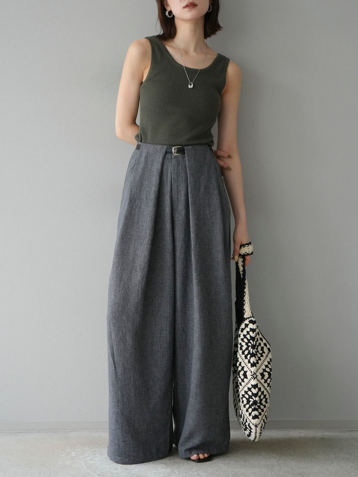[予約]レーヨンニットタンクトップ/カーキ