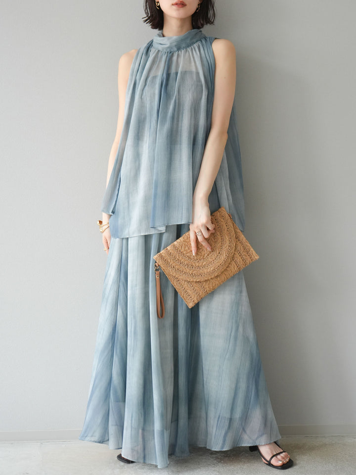 【預購】Nuance 透視喇叭裙/綠色