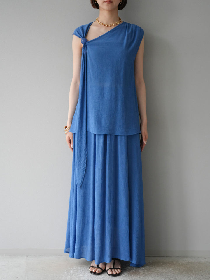 [SET]ビーズモチーフ楊柳ブラウス＆フレアスカートSET UP(2set)