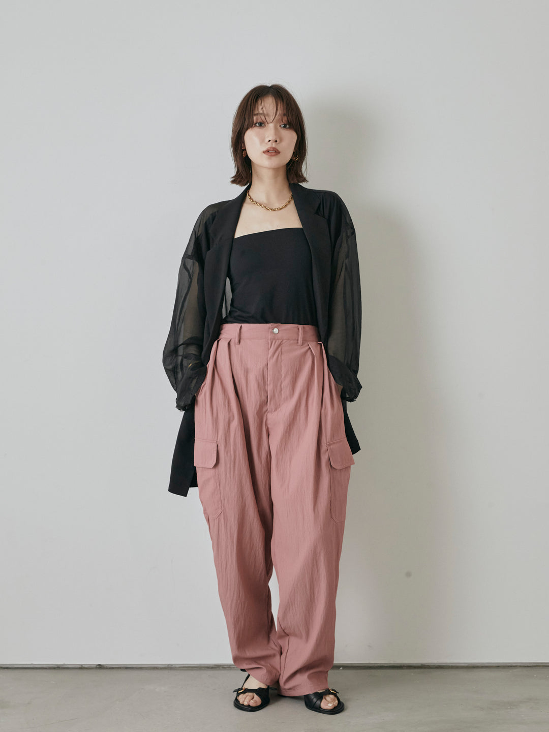 【預購】透視剪裁西裝外套/黑色