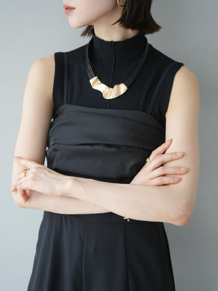 [3]NUANCE PLATE CORD NECKLACE/ゴールド